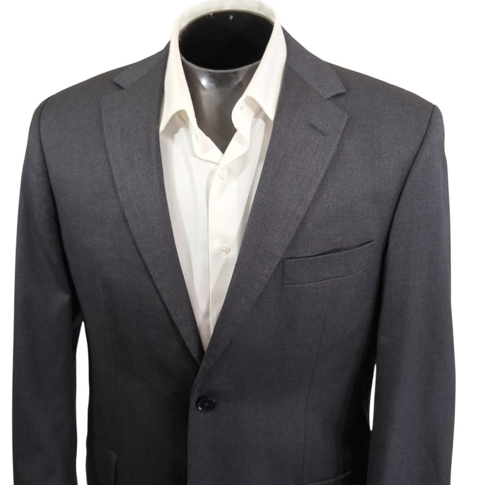 Hugo Boss Sport Coat Mens 40L Charcoal Gray Pasolini Super 100s Wool Double Vent